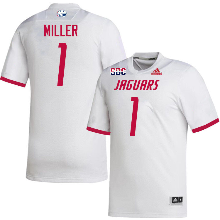 #1 Wesley Miller South Alabama Jaguars Jerseys,College Football Uniforms,Apparels Stitched-White #1 Wesley Miller South Alabama Jaguars Jerseys,College Football Uniforms,Apparels Stitched-White